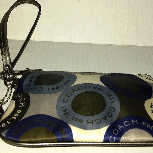 Brand New☆Rare COACH Soho Snaphead Small Sateen Wristlet ~Blue/Silver~ - Picture 5 of 14
